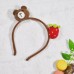 Animal Head Hair Band Brown Bear with Strawberry