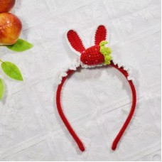 Animal Head Hair Band Red Bunny Ears with Strawberry